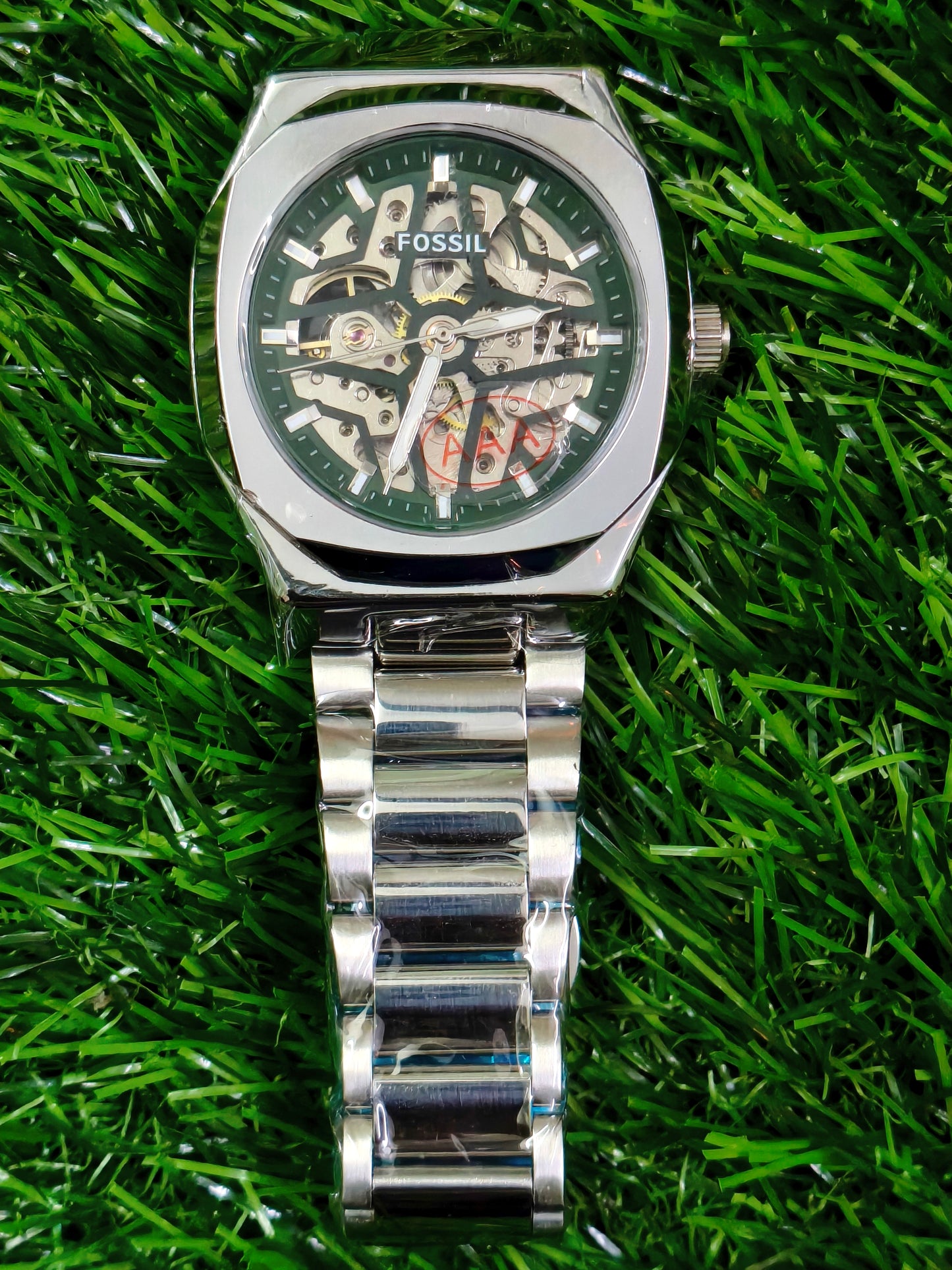 Fossil Automatic Skeleton Watch – Silver Cushion Case