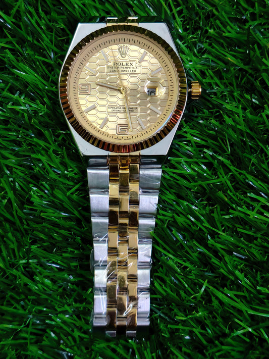 Rolex Honeycomb Dial Watch – Gold & Two-Tone Bracelet