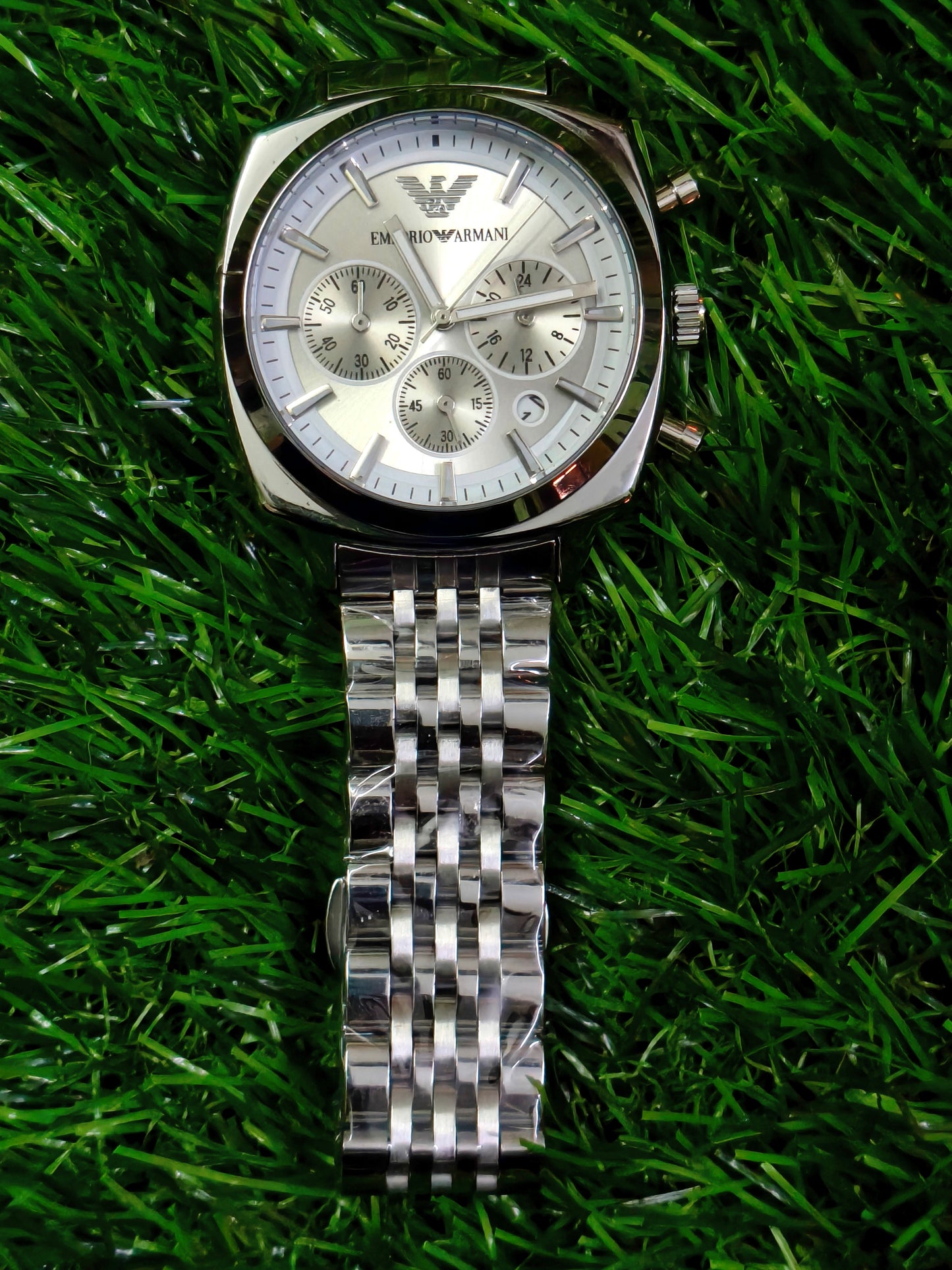 Emporio Armani Chronograph Watch – Silver White Dial