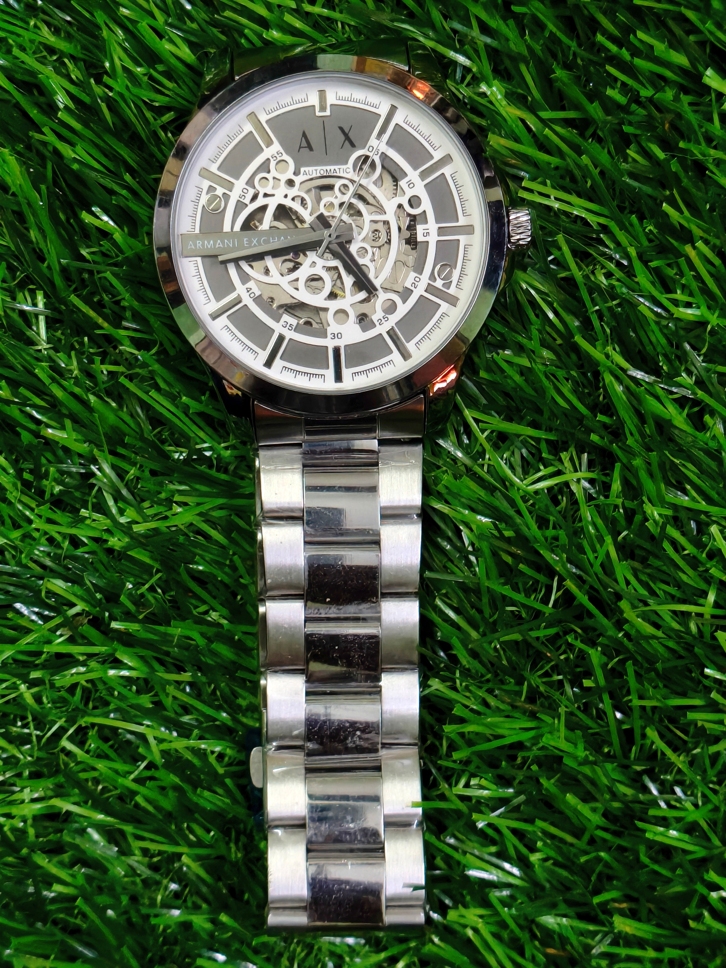 Armani Exchange AX Automatic Skeleton Watch – Silver