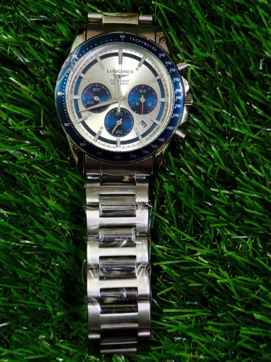 Longines Conquest Automatic Chronograph – Silver & Blue